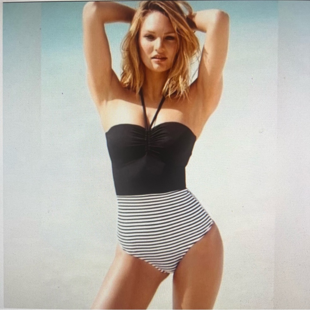 Black and White Striped Swimsuit